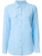 Equipment Patch Pocket Shirt, Women's, Size: L, Blue, Silk