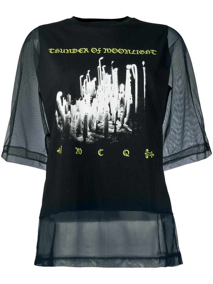 Mcq Alexander Mcqueen Sheer Layer T-shirt, Women's, Size: Small, Black, Polyester/cotton