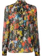 Mary Katrantzou - Psychedelic Print Vedda Blouse - Women - Silk - 8, Women's, Black, Silk