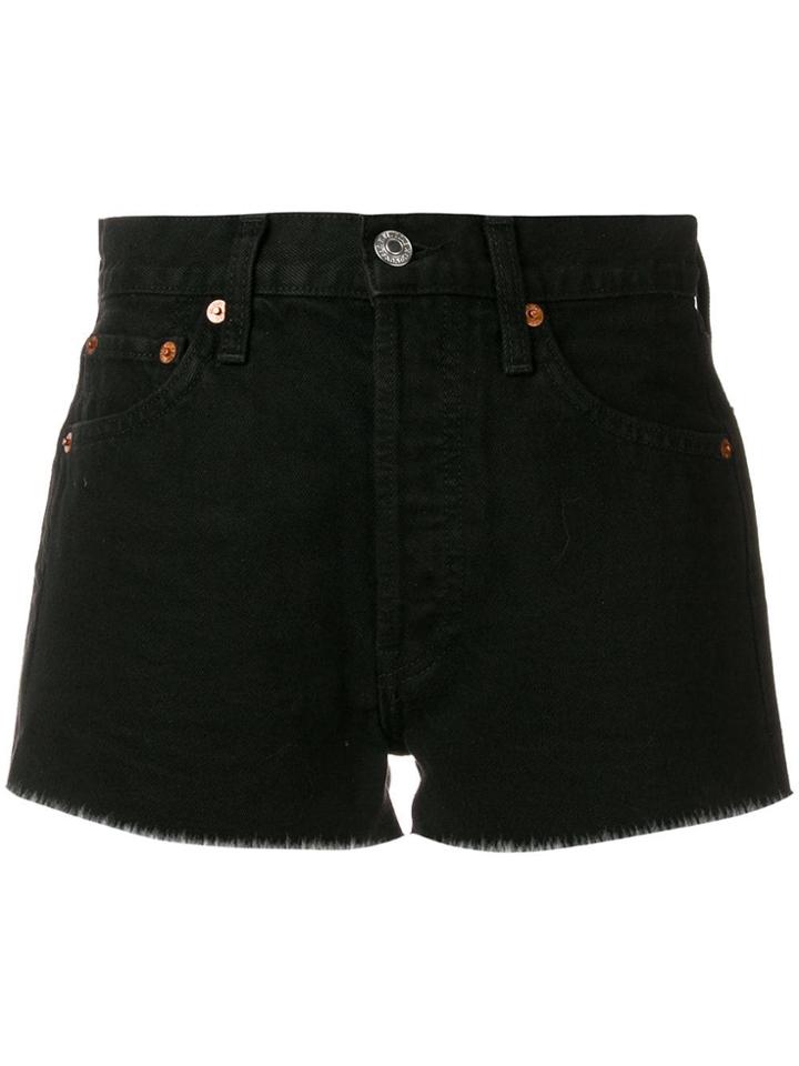 Re/done Raw Hem Shorts - Black