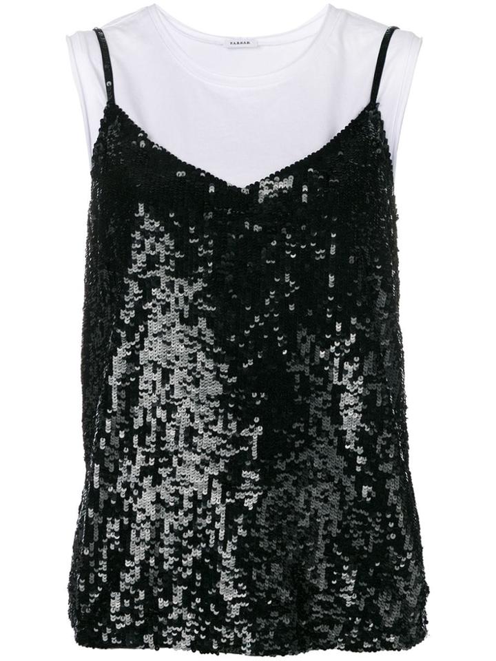 P.a.r.o.s.h. Layered Sequin Vest - Black