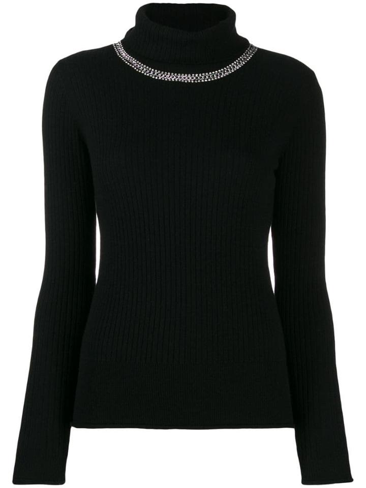 Pinko Embellished Ribbed Turtleneck Jumper - Black
