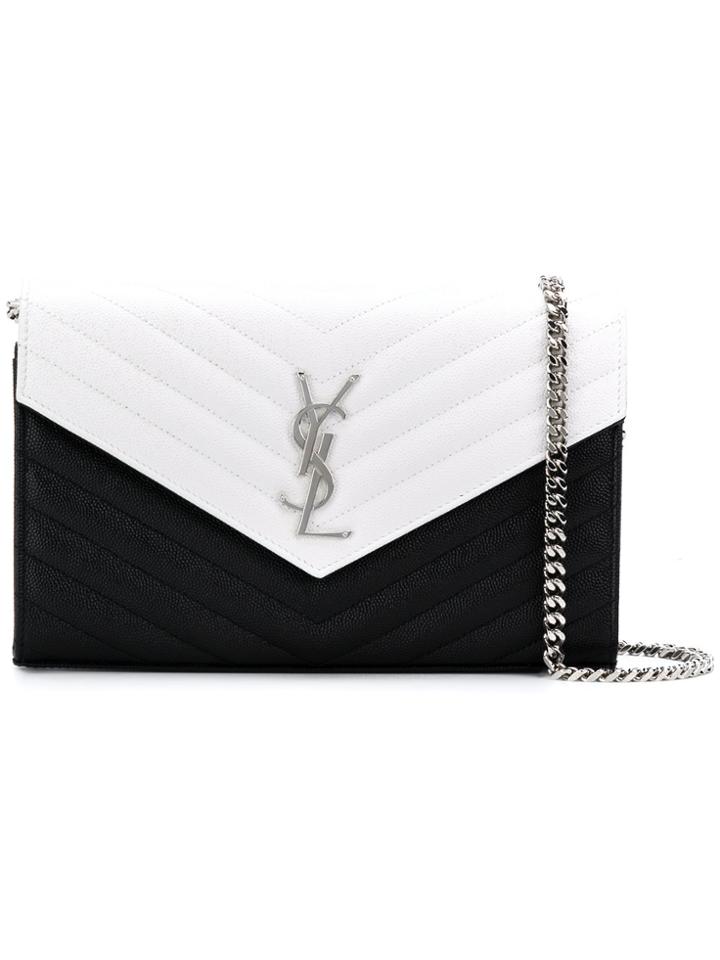 Saint Laurent Bicolour Monogram Chain Wallet - Black