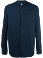 Paolo Pecora Mandarin Collar Shirt, Men's, Size: 38, Blue, Cotton/polyamide/spandex/elastane