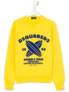 Dsquared2 Kids - Teen Surfboard Sweatshirt - Kids - Cotton - 14 Yrs, Yellow/orange
