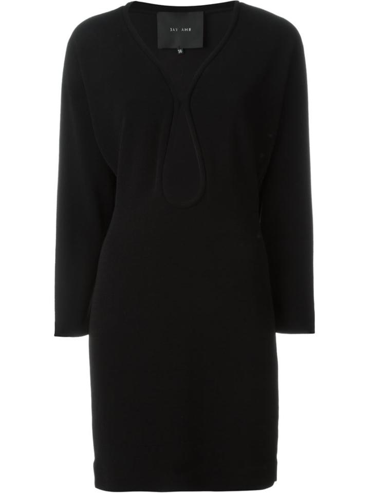 Jay Ahr Longsleeved Keyhole Dress, Women's, Size: 34, Black, Polyester/spandex/elastane