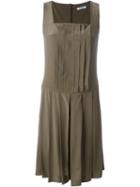Cacharel Pleated Dress, Women's, Size: 42, Green, Silk