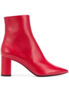 Saint Laurent Pointed Ankle Boots - Red