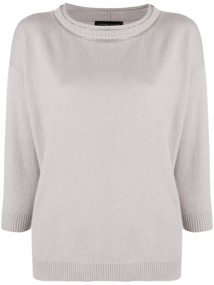 Fabiana Filippi Beaded Neckline Jumper - Grey
