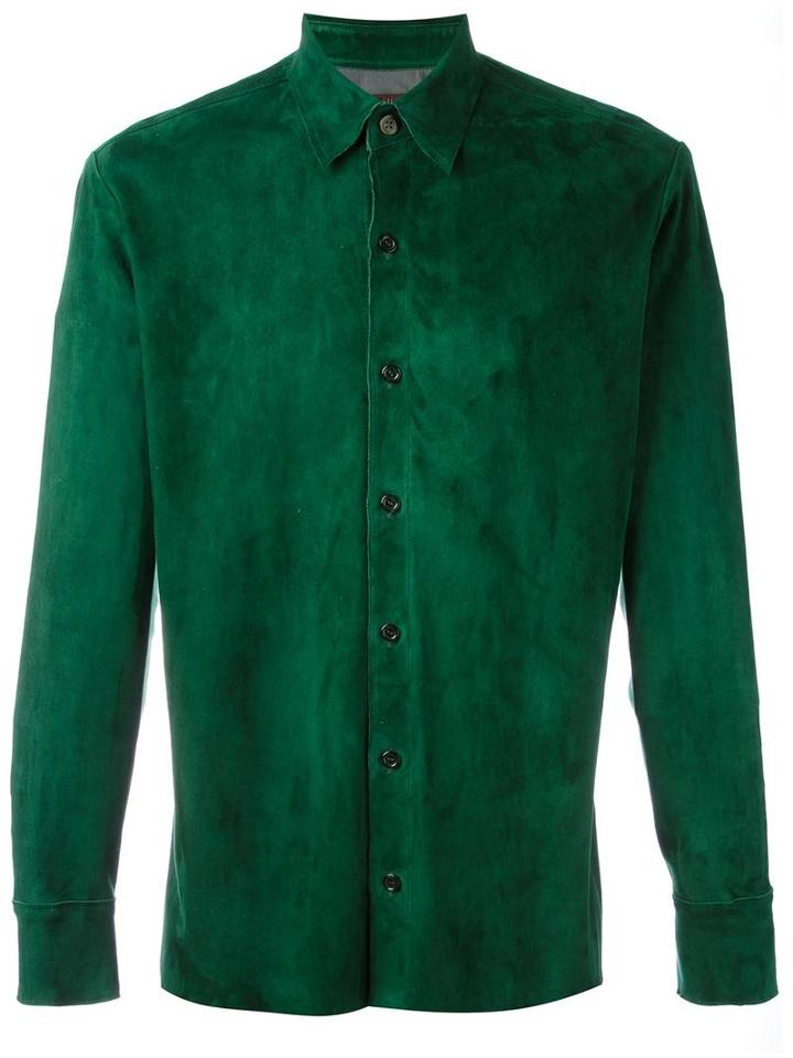 Stouls Plain Shirt, Men's, Size: Medium, Green, Leather/spandex/elastane/polyamide