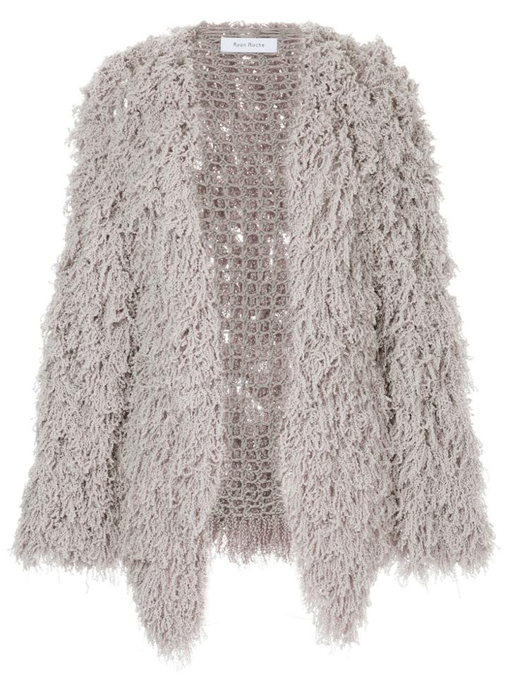 Ryan Roche Furry Cardigan - Grey