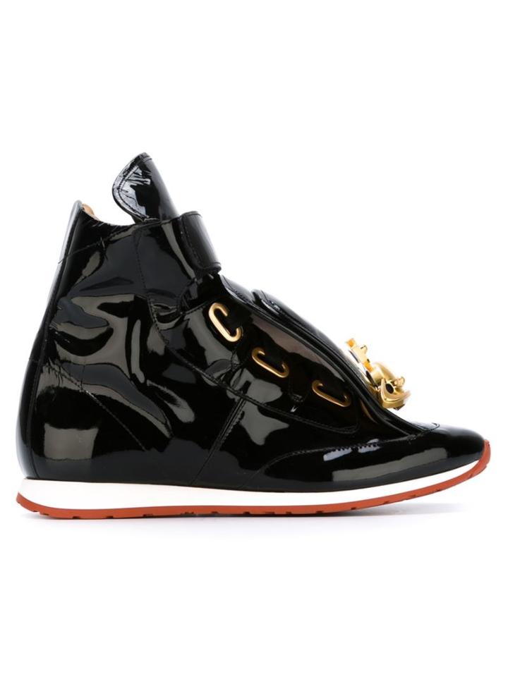 Vivienne Westwood Front Logo High-top Sneakers, Men's, Size: 42, Black, Leather/rubber/patent Leather