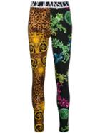 Versace Jeans Couture Mixed Print Leggings - Green