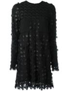 Carven Circular Pattern Shift Dress, Women's, Size: 38, Black, Acetate/silk/polyester/silk