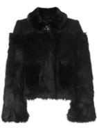 Marc Jacobs Faux Fur Cropped Jacket, Women's, Size: 4, Black, Rayon/modacrylic/polyester