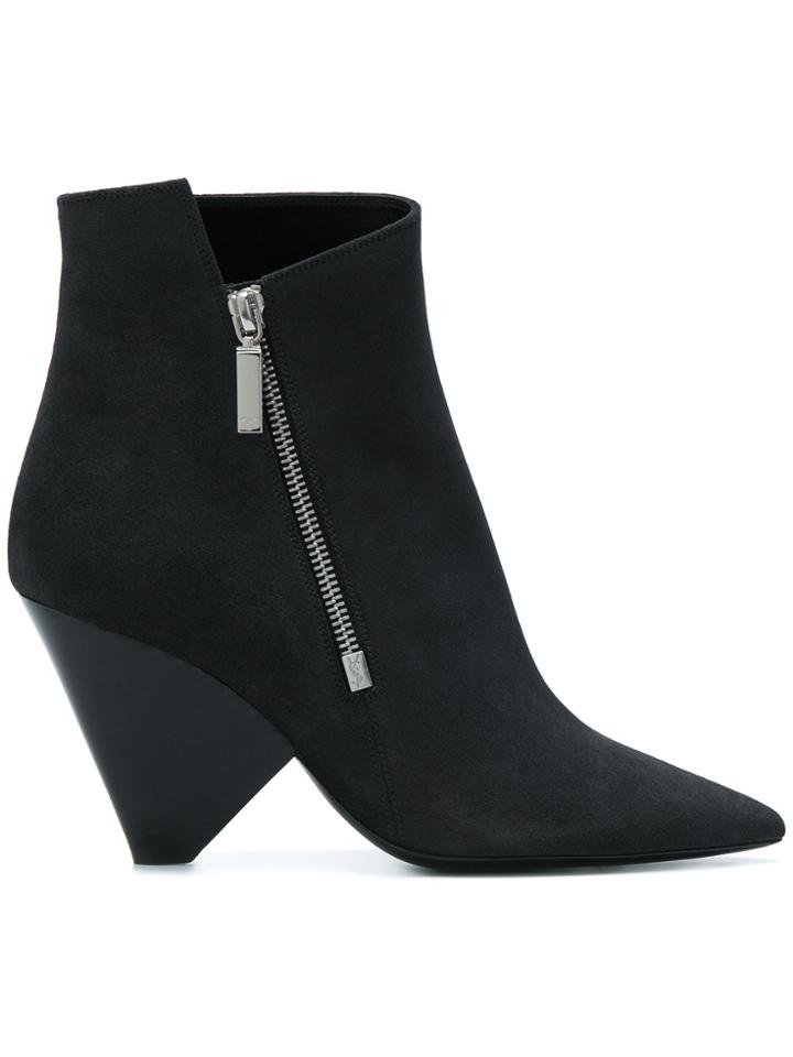 Saint Laurent Niki 105 Asymmetrical Ankle Boots - Grey