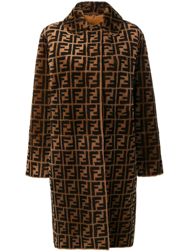 Fendi Ff Motif Overcoat - Brown