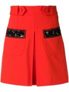 Dondup Embellished Stripe Skirt - Red