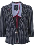 Loveless Striped Blazer, Women's, Size: 36, Blue, Cupro/polyester/polyurethane/rayon