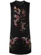 Dolce & Gabbana Embellished Shift Dress, Women's, Size: 40, Black, Virgin Wool/spandex/elastane/silk/brass