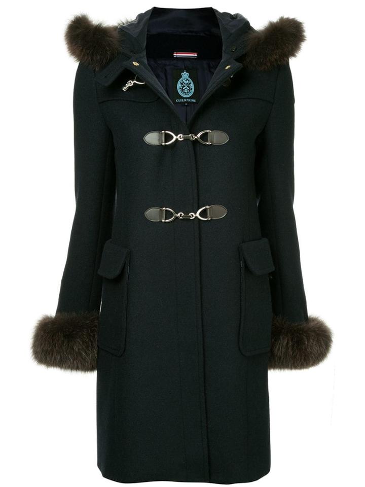 Guild Prime Fur Collar Double Breasted Coat - Blue