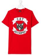 Diesel Kids Cat Astrophy Print T-shirt - Red
