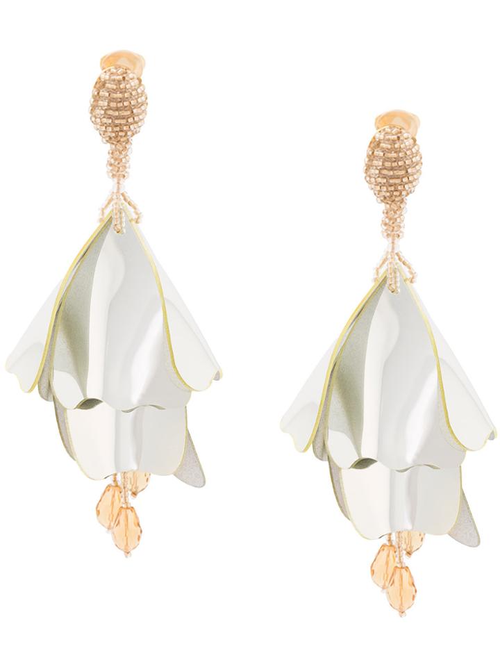Oscar De La Renta Floral Drop Earrings - Grey