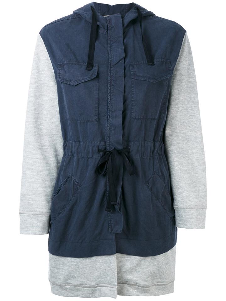 Semicouture - Drawstring Hooded Coat - Women - Cotton/lyocell - M, Blue, Cotton/lyocell
