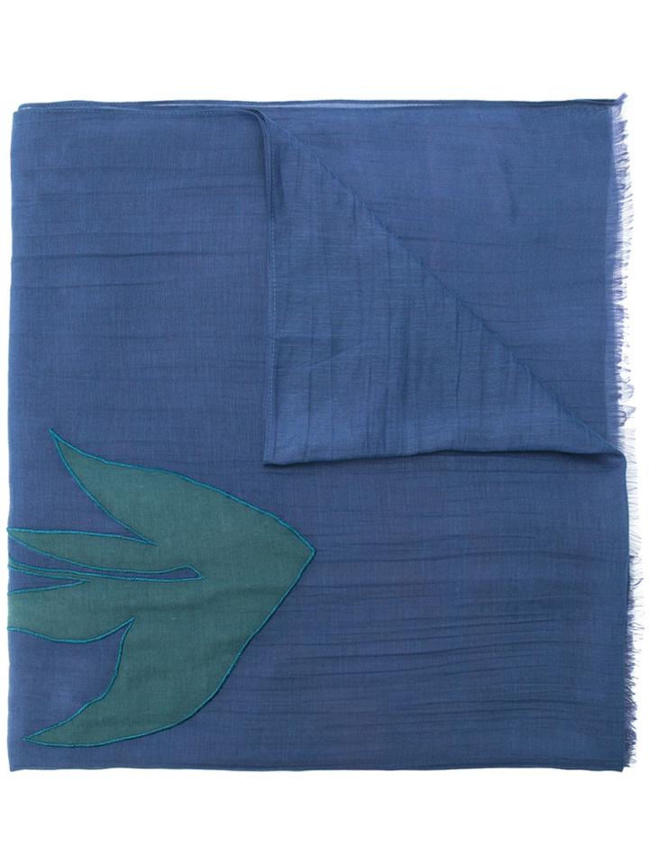 Paul Smith Floral Embroidery Scarf - Blue