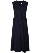 Maison Margiela Pinstripe Drapery Dress, Women's, Size: 44, Blue, Virgin Wool/acetate/polyamide/silk