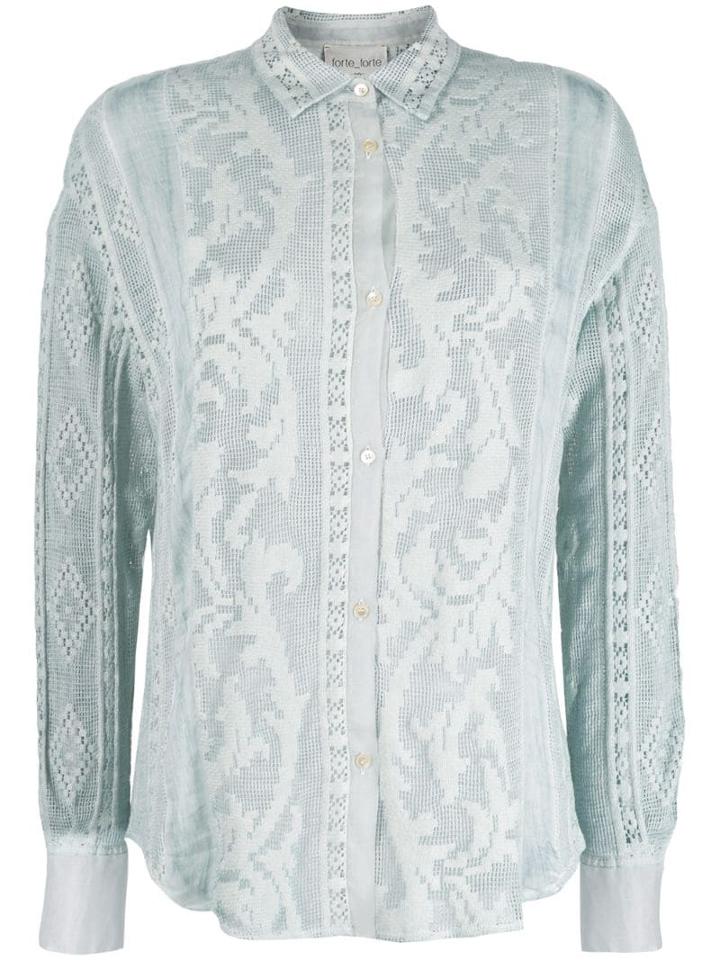 Forte Forte Sheer Embroidered Shirt - Blue