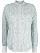 Forte Forte Sheer Embroidered Shirt - Blue