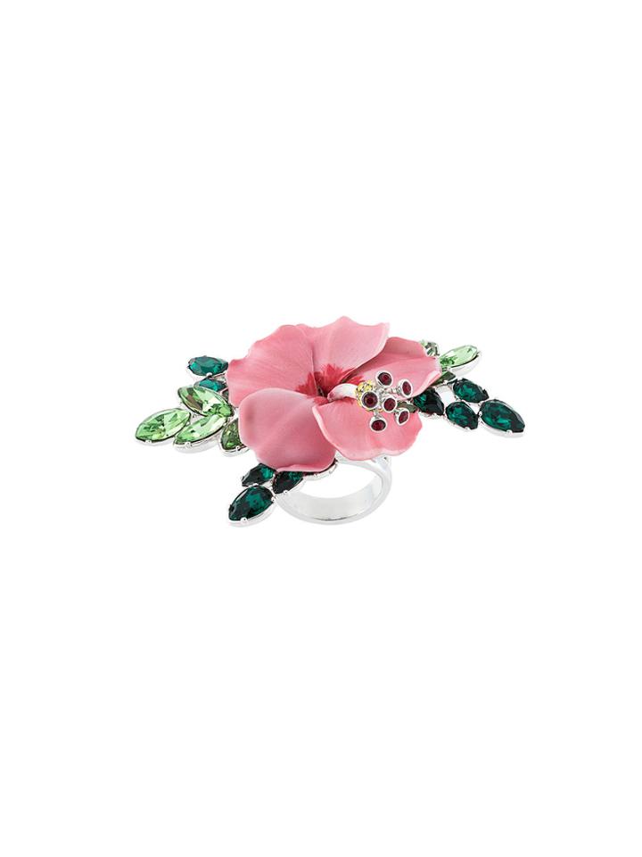 Dsquared2 Crystal-embellished Flower Ring - Multicolour