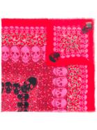 Zadig & Voltaire Skull Print Frayed Scarf - Red