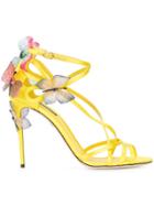 Dolce & Gabbana Keira Sandals With Butterfly Appliqués - Yellow &