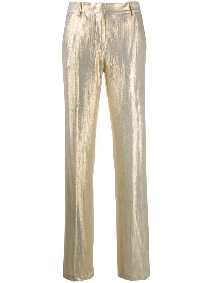 Msgm Metallic Straight Trousers - Gold