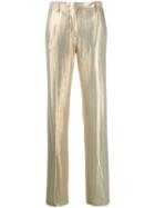 Msgm Metallic Straight Trousers - Gold