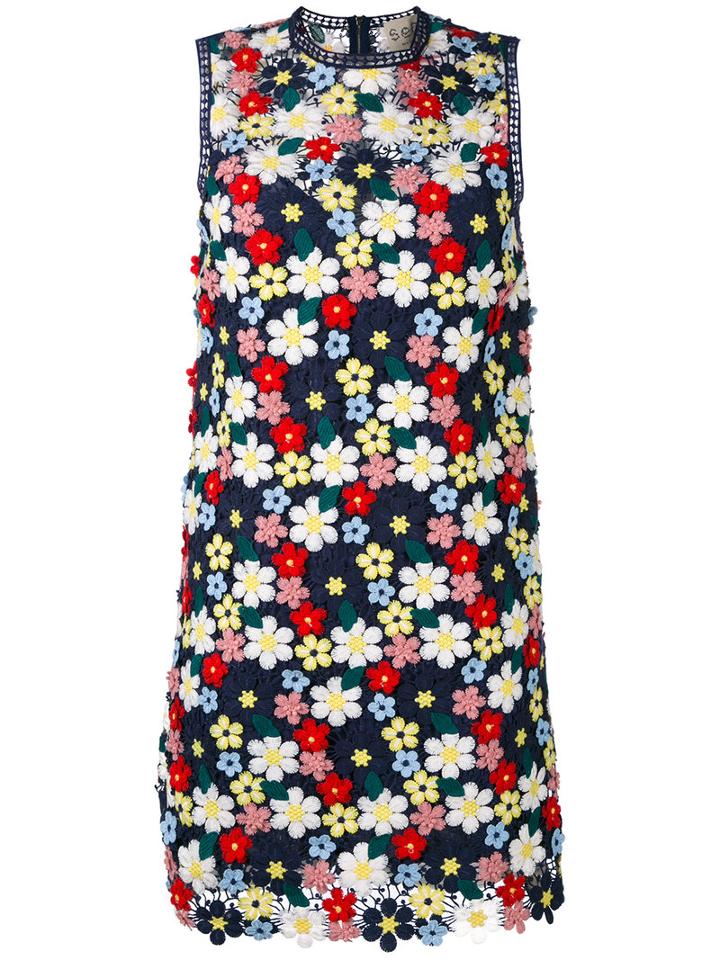 Sea (blue) - Lace Shift Dress - Women - Cotton/polyester - 6, Cotton/polyester