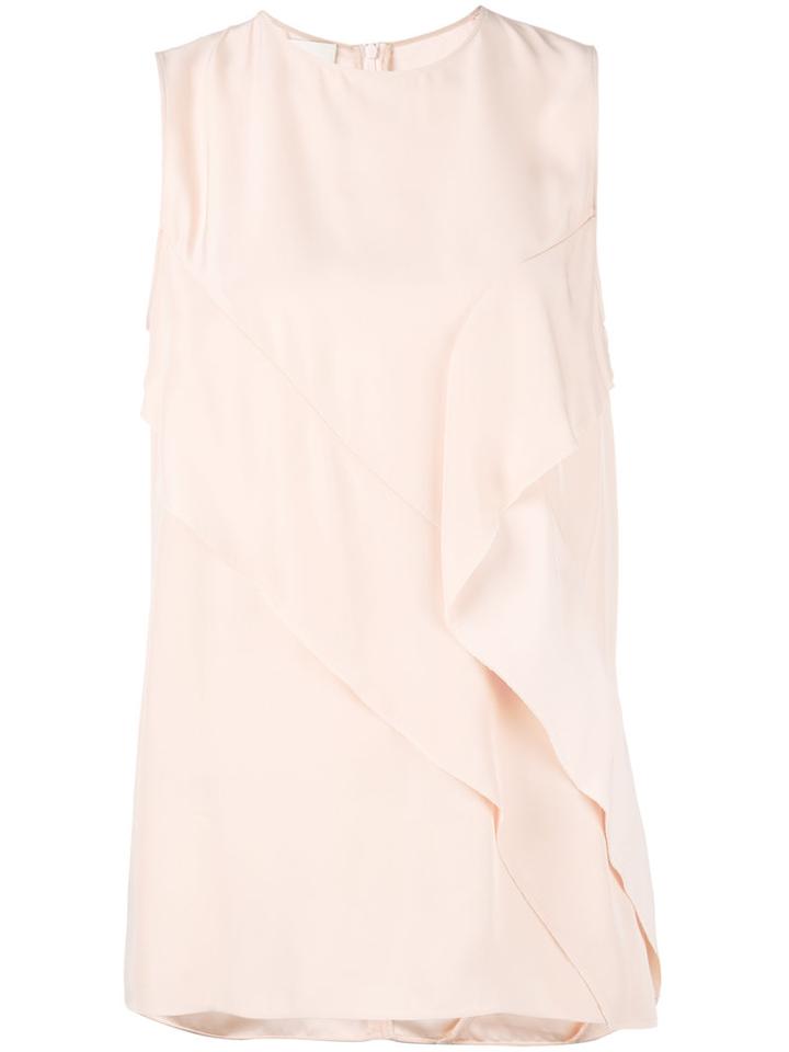 Pleated Trim Sleeveless Top - Women - Rayon - 44, Pink/purple, Rayon, Cédric Charlier