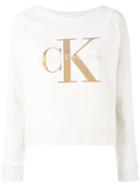 Metallic Logo Print Sweatshirt - Women - Cotton - M, Nude/neutrals, Cotton, Calvin Klein Jeans