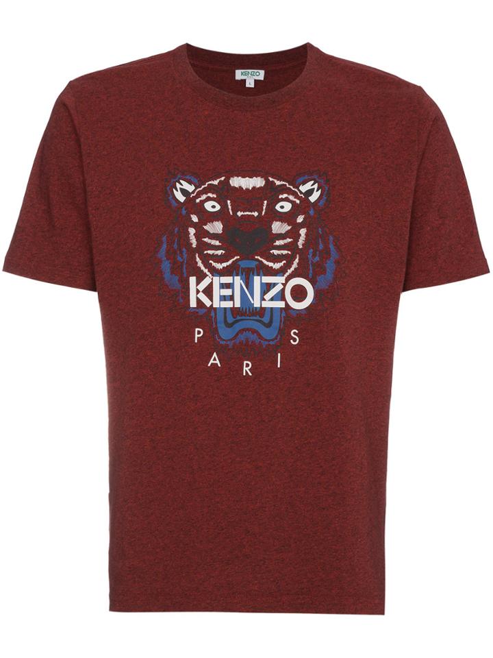 Kenzo Burgundy Red Tiger Logo T-shirt