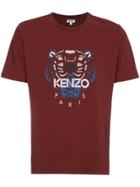 Kenzo Burgundy Red Tiger Logo T-shirt