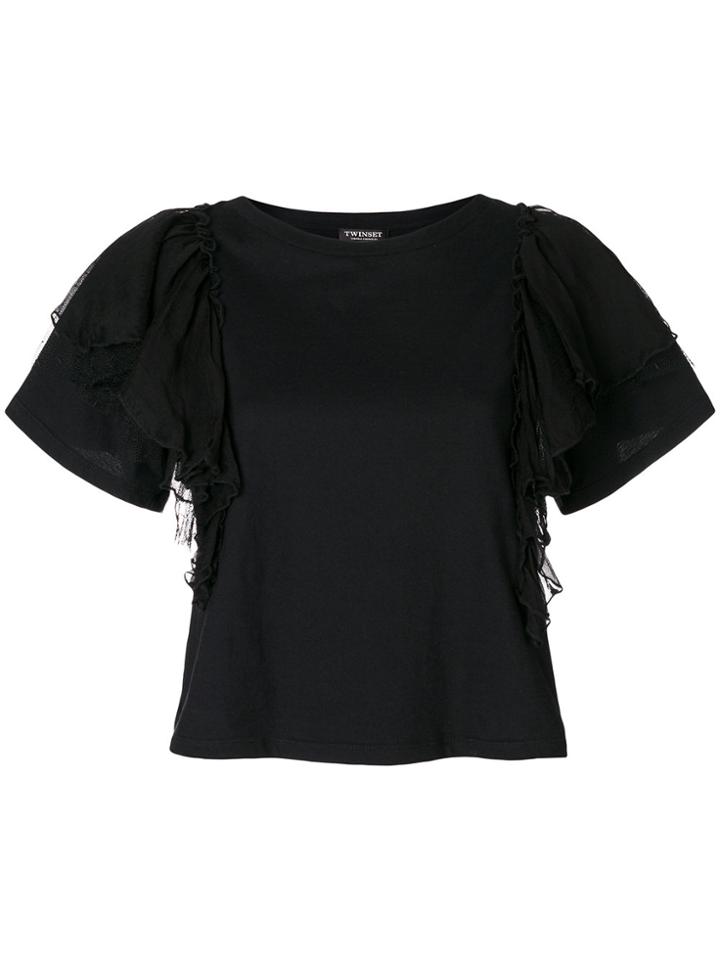 Twin-set Ruffled Details T-shirt - Black