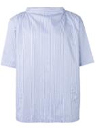 Comme Des Garçons Shirt Boys Striped Poplin Top, Men's, Size: Large, Blue, Cotton