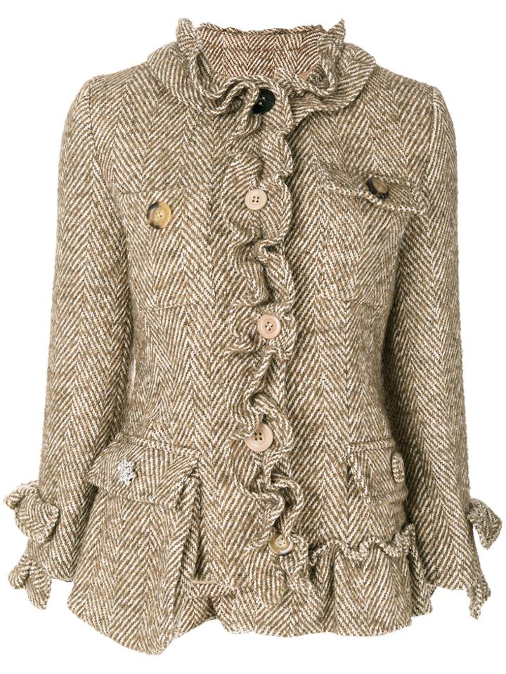 Erika Cavallini Buttoned Tweed Jacket - Nude & Neutrals