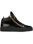 Giuseppe Zanotti Design Vegas Hi-top Sneakers, Men's, Size: 39, Blue, Leather/cotton/rubber