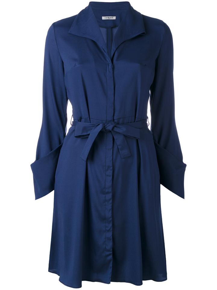 Cacharel - Belted Shirt Dress - Women - Silk - 40, Blue, Silk