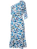 Saloni One Shoulder Fitted Dress - Blue
