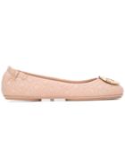 Tory Burch Quilted Logo Ballerina Shoes - Nude & Neutrals