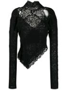 Ermanno Scervino Long-sleeved Lace Top - Black
